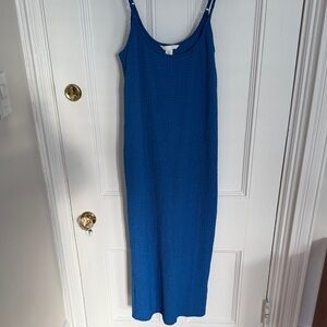 H&M Textured Blue Midi Dress